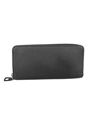 Louis Vuitton Wallet LV Aerogram Zippy Horizontal Black Calf Leather Zip Around